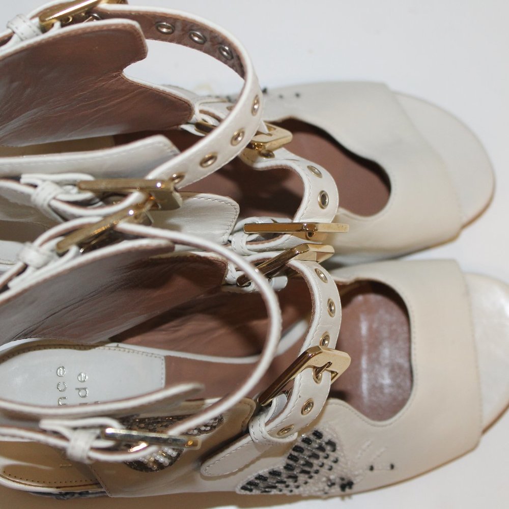 LAURENCE DACADE NELEN EDEN BEADED IVORY WHITE SANDALS - Picture 13 of 16